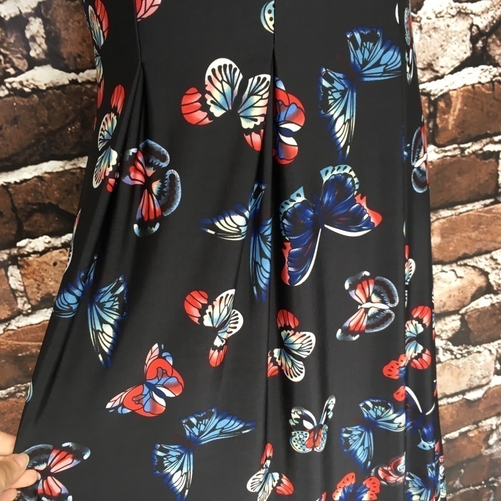 Reborn Dress Black Butterfly Sleeveless Pleated Maxi Small - Picture 5 of 12